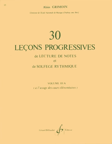 30 Leçons progressives de lecture de notes et de solfège. Volume 3A Visuel